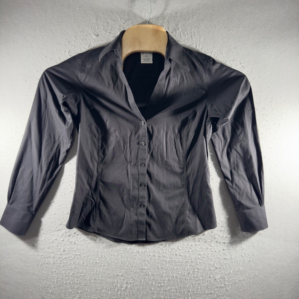 3188 | Brooks Brothers 346 Non-Iron Stretch Button Down Shirt Black Womens 8P